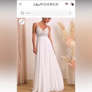 Lulu's True Love White Beaded Rhinestone Maxi Dress